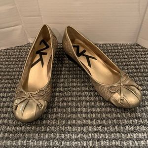 Anne Klein Sport Champagne Snake Embossed Wedges